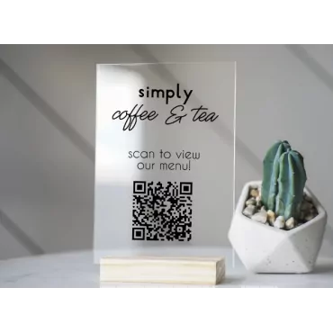 Wooden base with QR code
