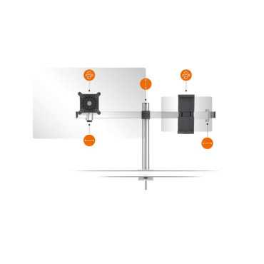 PRO monitor stand for 1 screen and 1 tablet, desk clamp