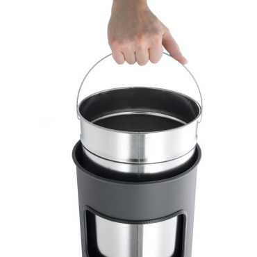 17L round metallic trash bin with ashtray