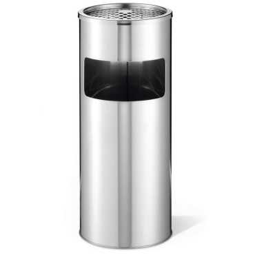 17L round stainless steel trash bin with ashtray