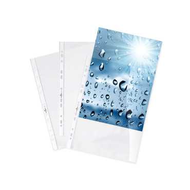 pack 100 Micas Plástica Perfurada Premium A4 Transparente