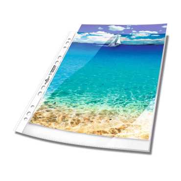 pack 100 Punched Pocket Premium A4 Crystal-Clear