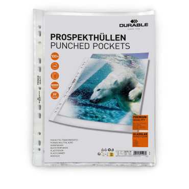 pack 100 Micas Plástica Perfurada Premium A4 Transparente