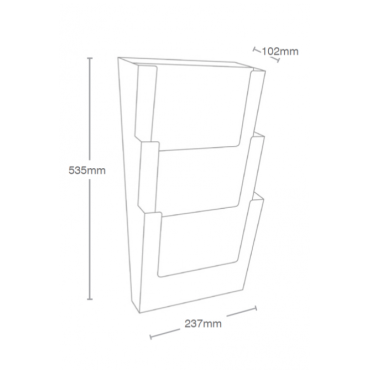 Wall-mounted 3-tier A4 leaflet holder