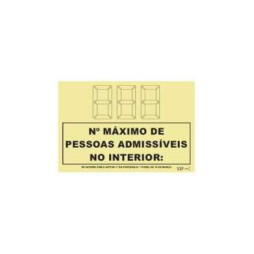 Nº Máximo de Pessoas Admissíveis no Interior: