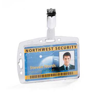 Rigid ID Card Holder with Rotating Clip | Enclosed Badge Holder (Pack of 10) | DURABLE