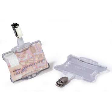 Rigid ID Card Holder with Rotating Clip | Enclosed Badge Holder (Pack of 10) | DURABLE