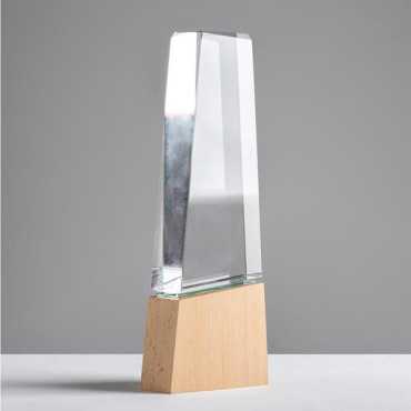 Wood and Glass Trophy with Gift Box – Premium Geometric Design