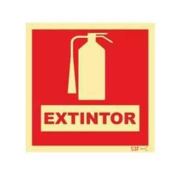 Sinal de extintor com descrição