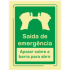 Emergency exit sign, lean on bar to open with description